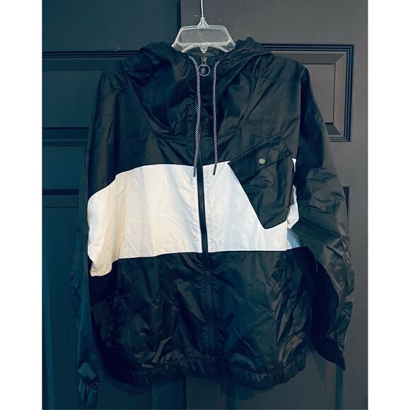 Core 10 by Reebok Women's Plus Size Oversized Color Block Woven Hooded Jacket - Picture 2 of 5